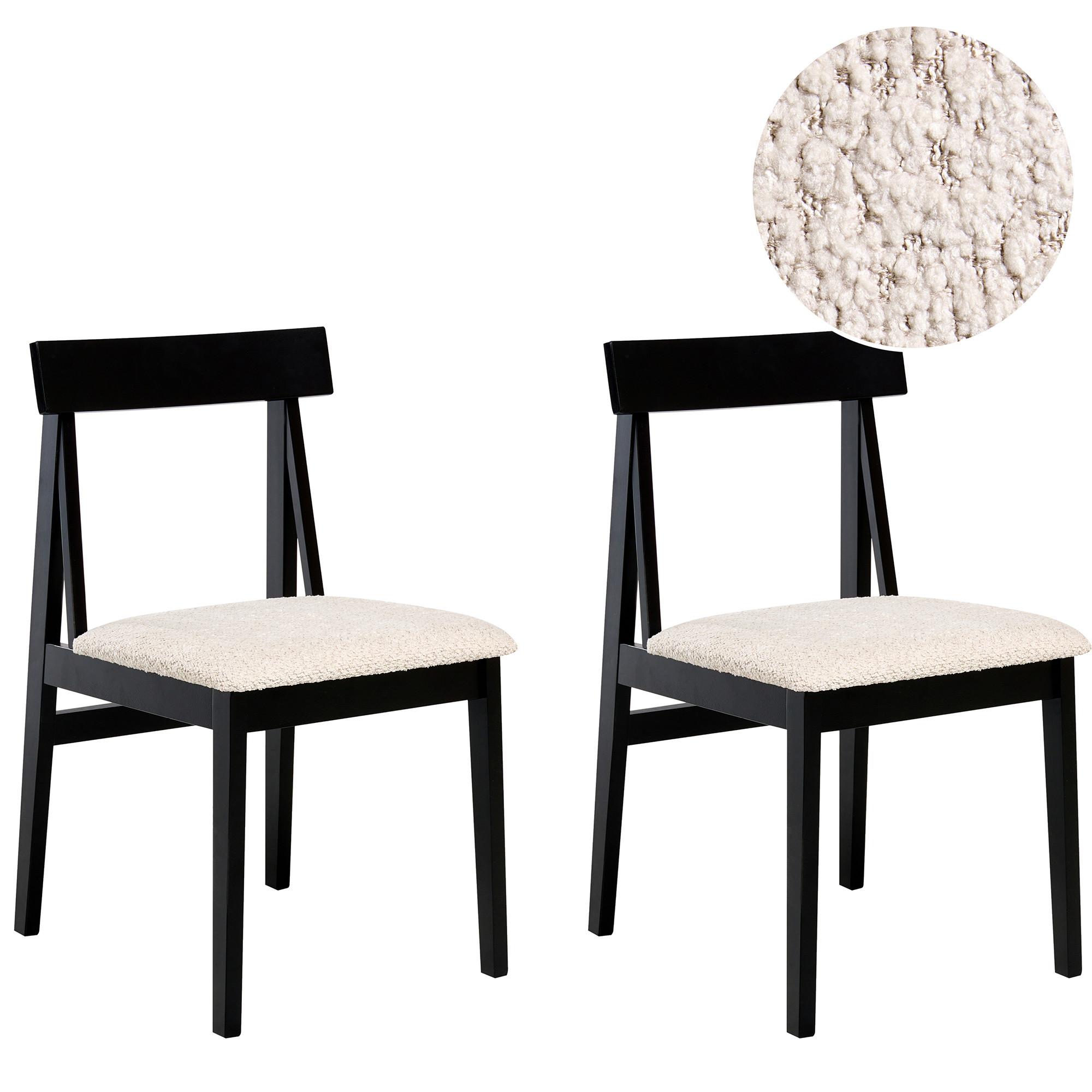 ESSZIMMERSTUHL 2er-Set Holz Schwarz/Beige Isle - Beige, Holz (45/82/55cm) - Beliani