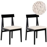 ESSZIMMERSTUHL 2er-Set Holz Schwarz/Beige Isle - Beige, Holz (45/82/55cm) - Beliani