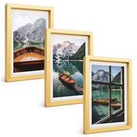 BILDER SET 3er Set - 20x30 cm Goldrahmen - Fenster für Boote auf dem Bergsee - Goldfarben, Kunststoff (20/30cm) - TULUP