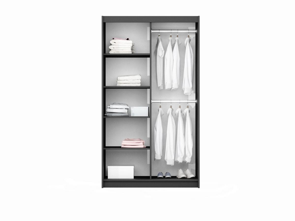SCHWEBETÜRENSCHRANK IVERN 122/215/65 cm 2-türig mit Spiegel Graphitfarben - Graphitfarben, Holzwerkstoff (122/215/65cm) - MASSENO