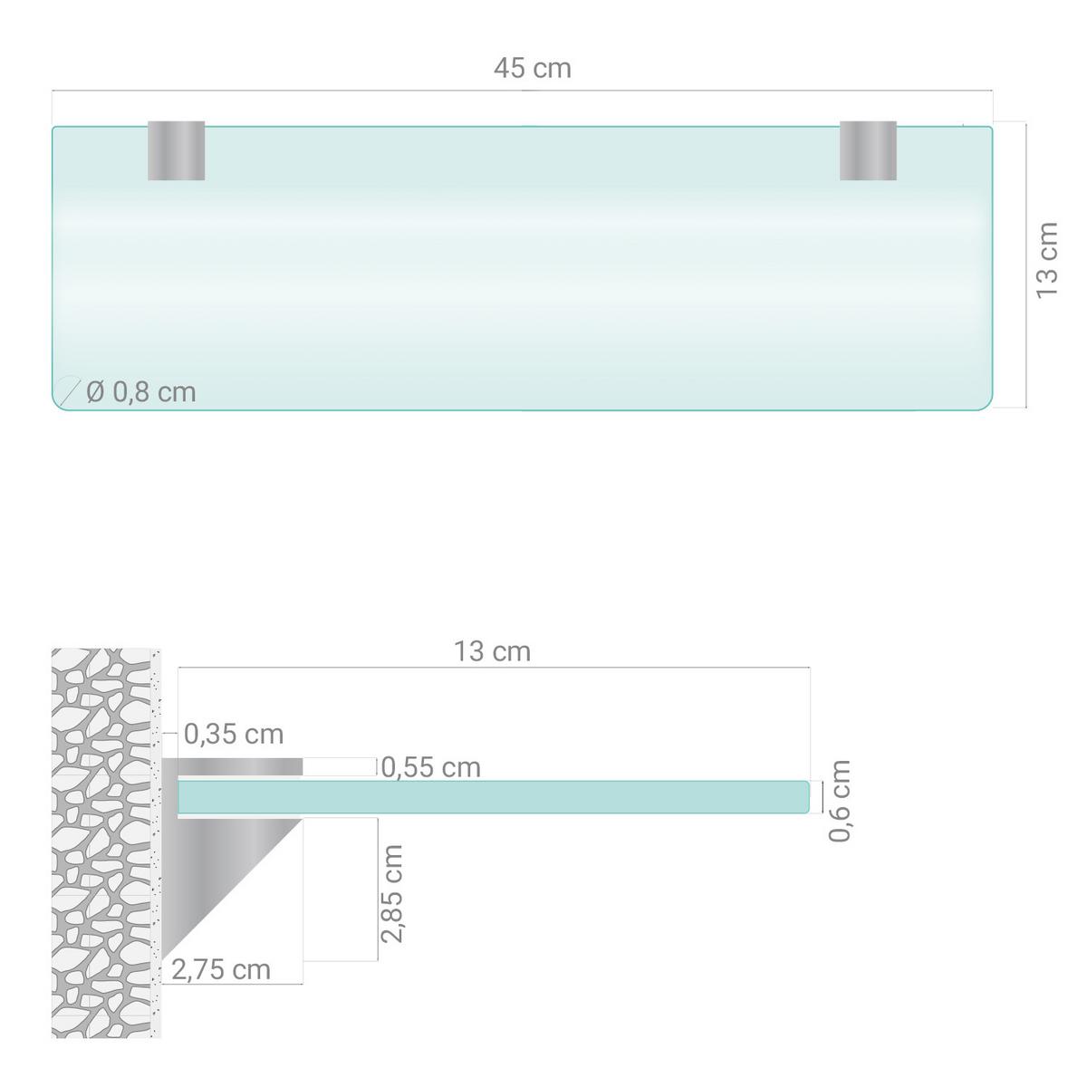 GLASREGAL Milchglas - 45x13 cm - Transparent, Glas (45/0.6/13cm) - TULUP
