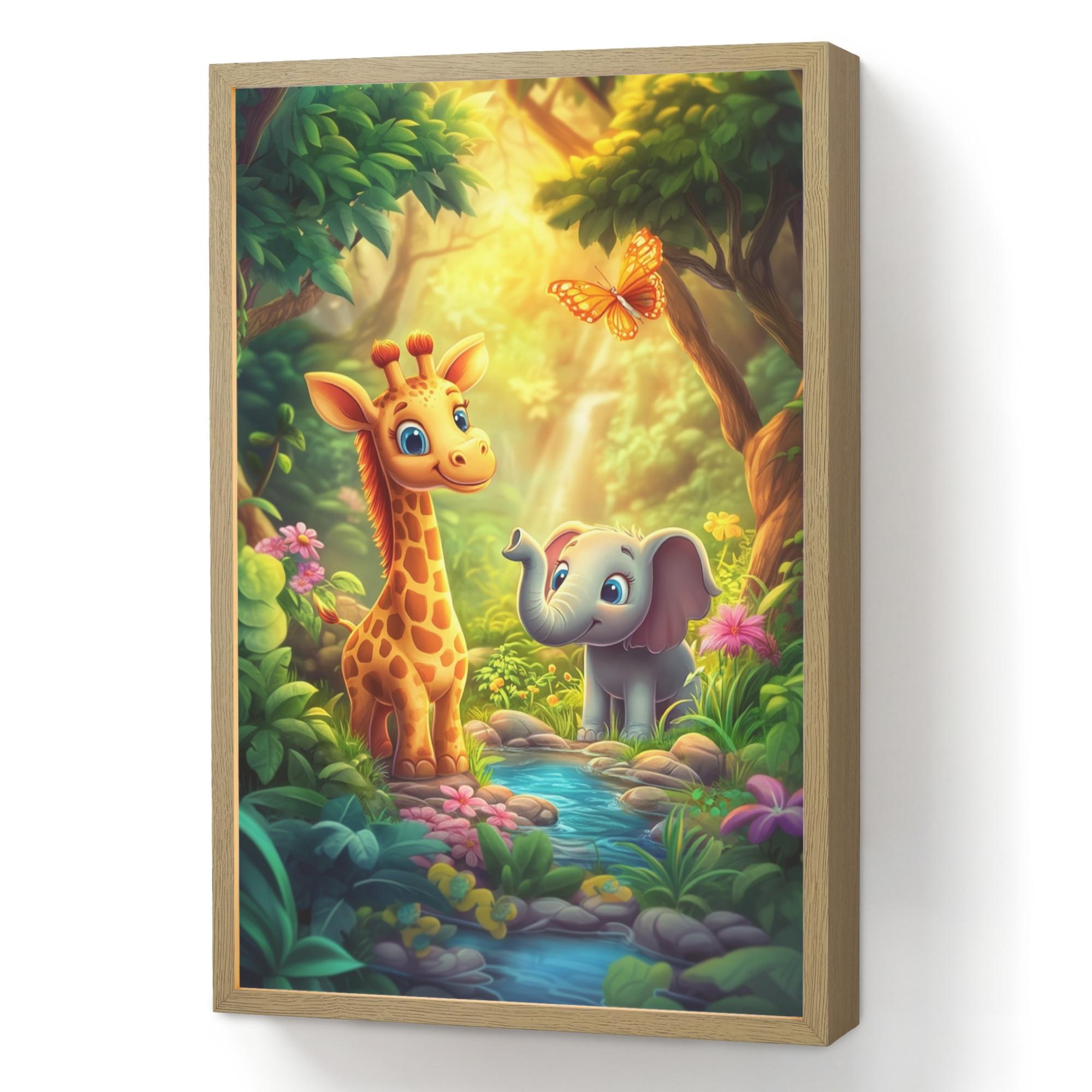 NACHTTISCHLAMPE MIT AKKU Giraffe - Elefant - Blumen - Dschungel 40x60 cm - Grün, Holzwerkstoff (8/40/60cm) - OnlyWow