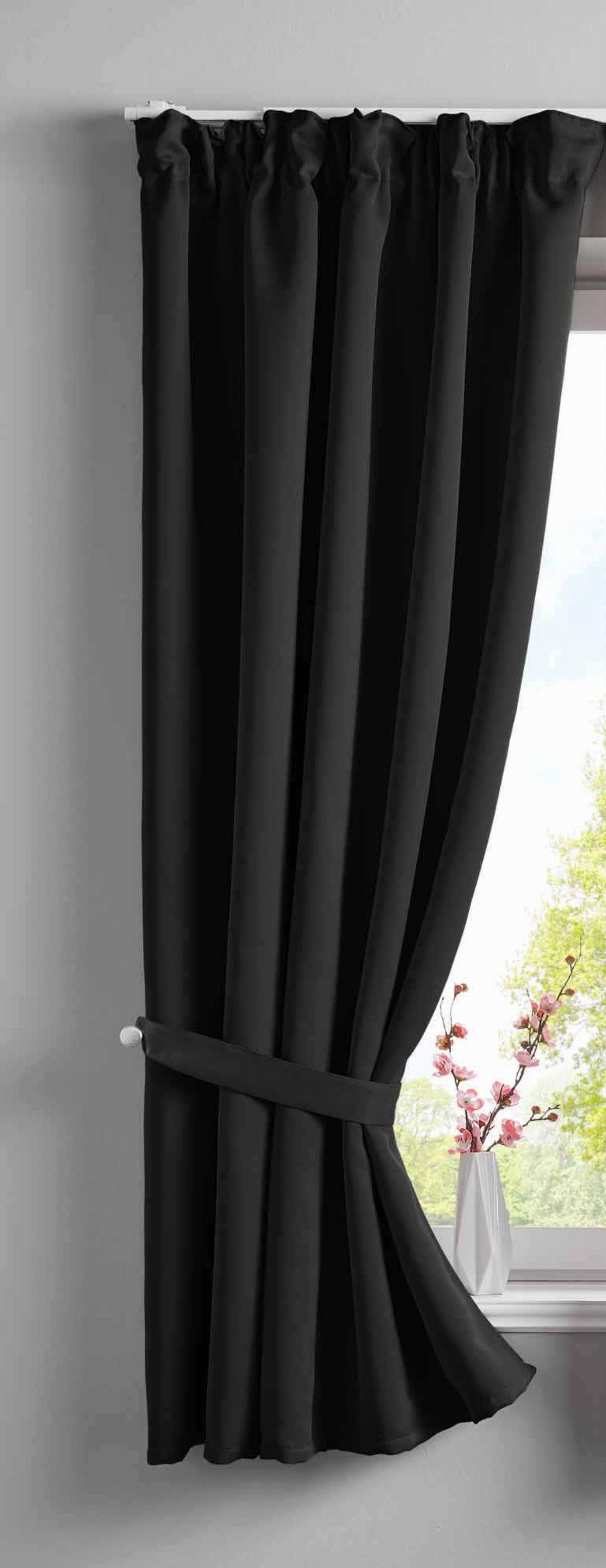 VORHANG »NewYork« HxB 160x140 cm Schwarz - Schwarz, Textil (140/160cm) - Gardinenbox