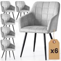 POLSTERSTUHL 6er Set, Metallbeine Grau 54/82/58 - Grau, Textil (54/82/51cm) - RAUMHIRSCH FURNITURE