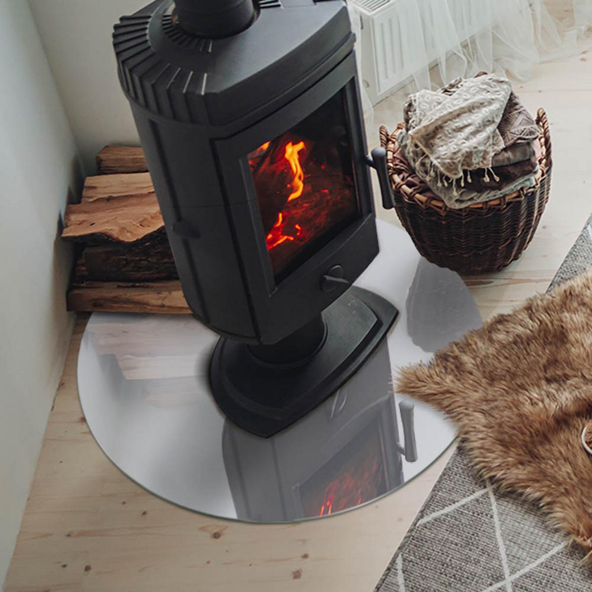 GLASPLATTE für Kamin Ø 70 cm - Grau, Glas (70/70/0.4cm) - TULUP
