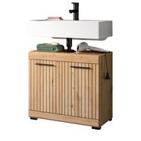 WASCHBECKENUNTERSCHRANK Eiche Artisan 60 cm, Badezimmer Unterschrank 2-türig - Schwarz/Eiche Artisan, Holzwerkstoff/Kunststoff (60/56/34cm) - Inn.Furn