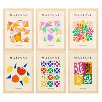 POSTER Set Mit 6 Illustrationen Von Henri Matisse Abstrakt A3 Rahmen Aus Hellem Holz - Beige, Papier (29/3cm) - Nacnic