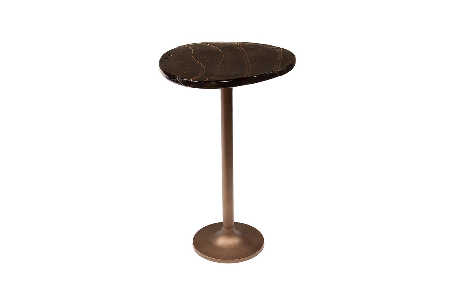 BEISTELLTISCH DARI Braun Glas - Braun/Kupferfarben, Glas/Metall (33/38/60cm) - KAWOLA
