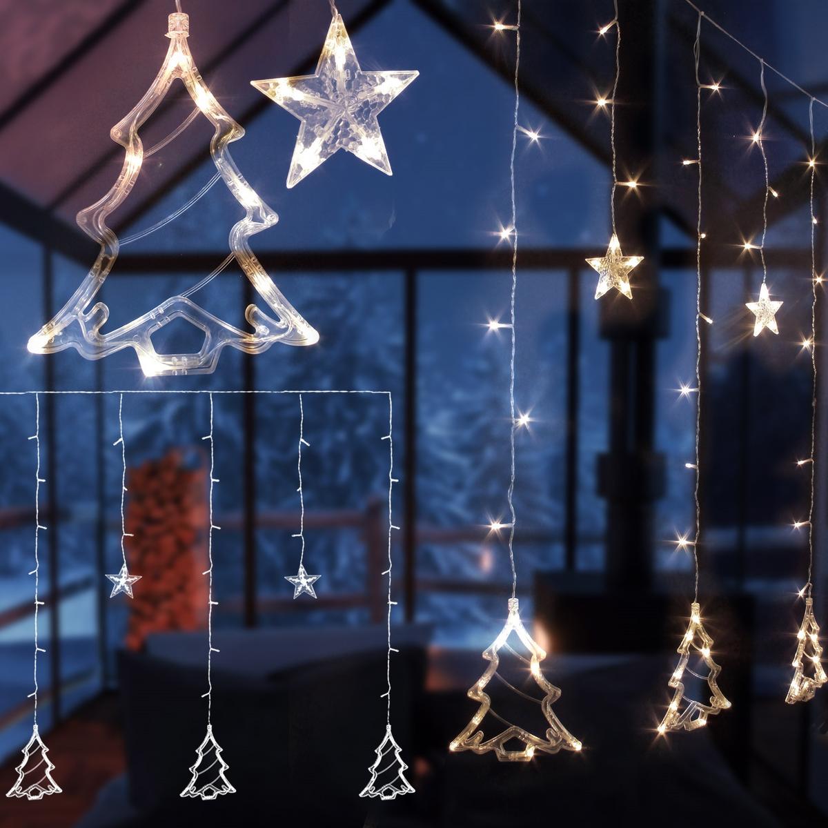 LICHTERKETTE Vorhang 220 cm mit 138 LED Warmweiß - Transparent, Kunststoff (220cm) - ECD-Germany