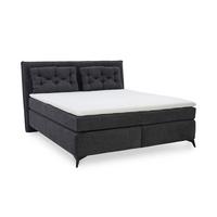 BOXSPRINGBETT 180x200 cm mit Bonell-Wende-Federkernmatratzen H2/H3, Bonell-Federkernpolsterung, PU-Schaum-Topper, 2 Kissen, Chenille Anthrazit / 20031 - Anthrazit/Schwarz, Textil/Metall (180/200cm) - luma-home