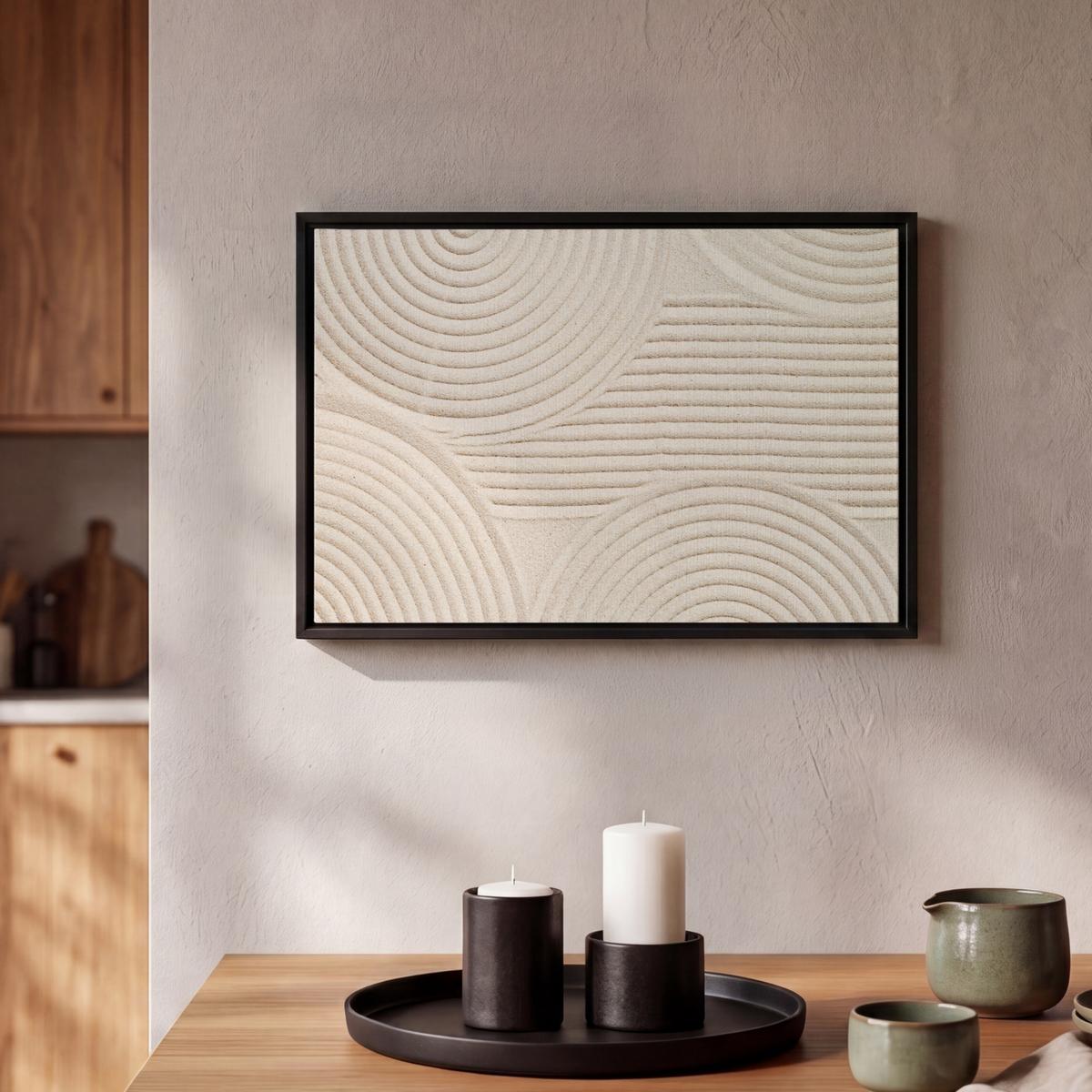 LEINWAND Bilder mit Rahmen - Muster - Abstrakt - Weiß - 30x20 - Beige, Textil (30/20cm) - MuchoWow