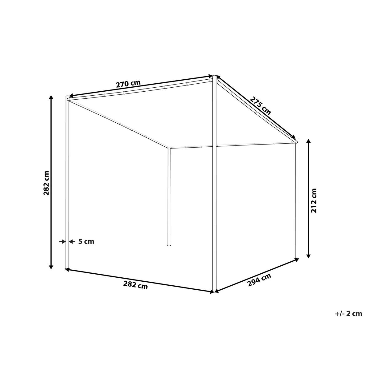 GARTEN-PERGOLA Grau Vimino - Grau, Textil (282/282/294cm) - Beliani