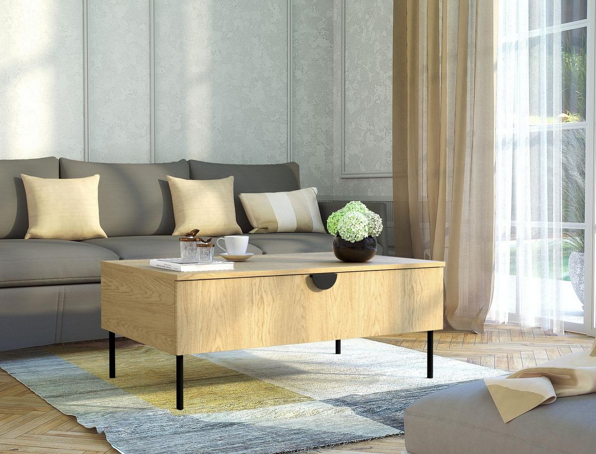 COUCHTISCH Eiche Baltic 100/41,6/66 - Eiche Bianco, Holzwerkstoff (66/100/42cm) - RAUMHIRSCH FURNITURE
