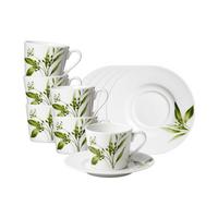 ESPRESSOTASSEN MIT UNTERTASSEN Evora weiß-grün 100 ml 6er Set - Weiß/Grün, Keramik (12/7/12cm) - Ritzenhoff Breker