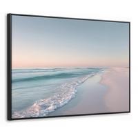 LEINWAND Bilder mit Rahmen - Küstenlinie - Pastell - Wasser - 70x50 - Pastellblau, Textil (70/50cm) - MuchoWow