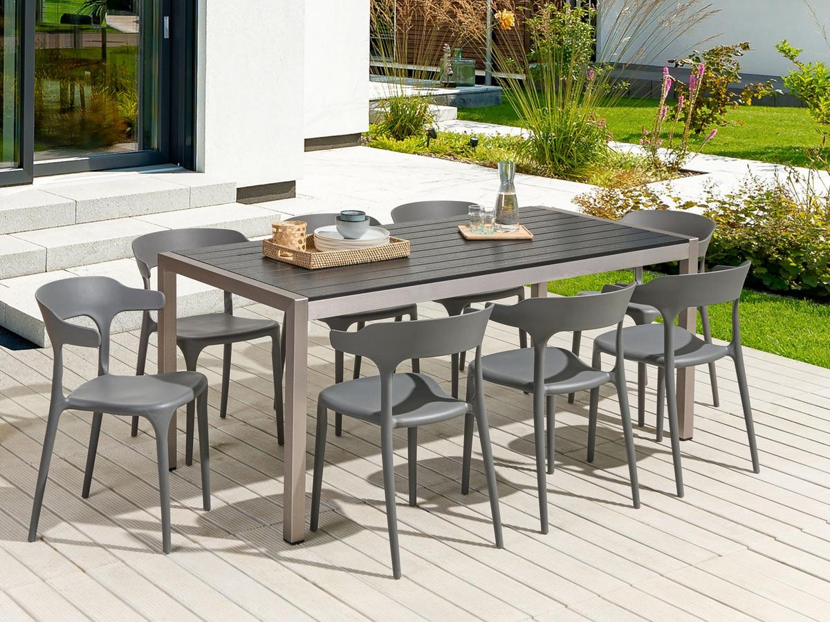 GARTENSTÜHLE 8er-Set Kunststoff grau Gubbio - Grau, Kunststoff (50/76/49cm) - Beliani