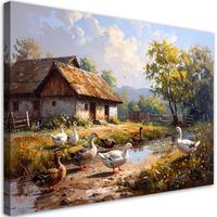 WANDBILD, Ländliche Landschaft Tiere Natur - Grün, Textil (100/70cm) - Feeby