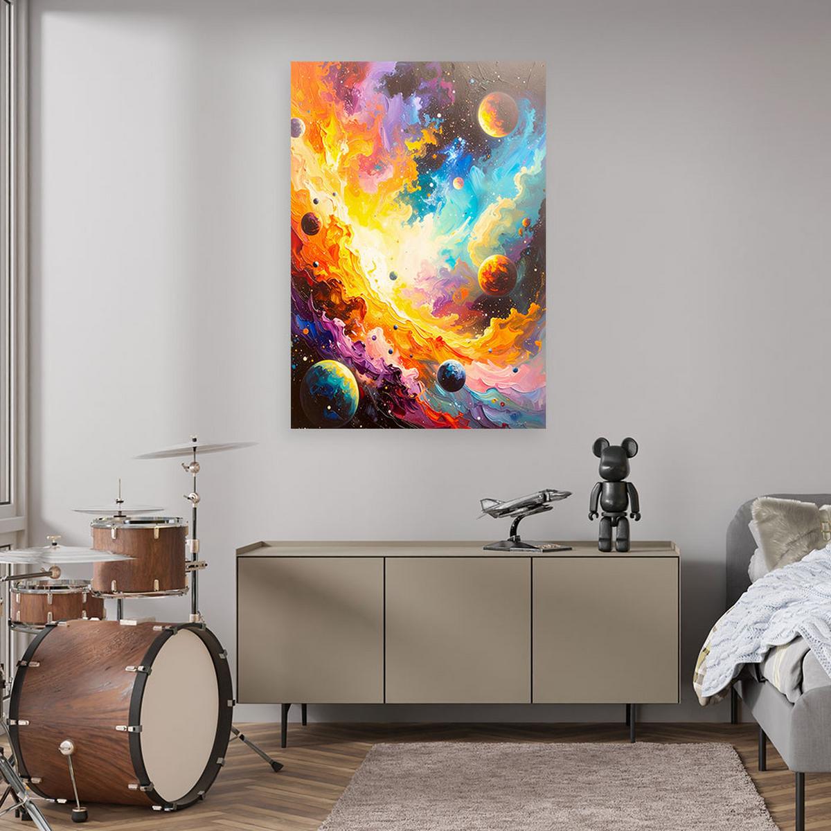 LEINWANDBILD Universum Kosmos Planeten 60x90cm - Multicolor, Textil (60/90cm) - Feeby