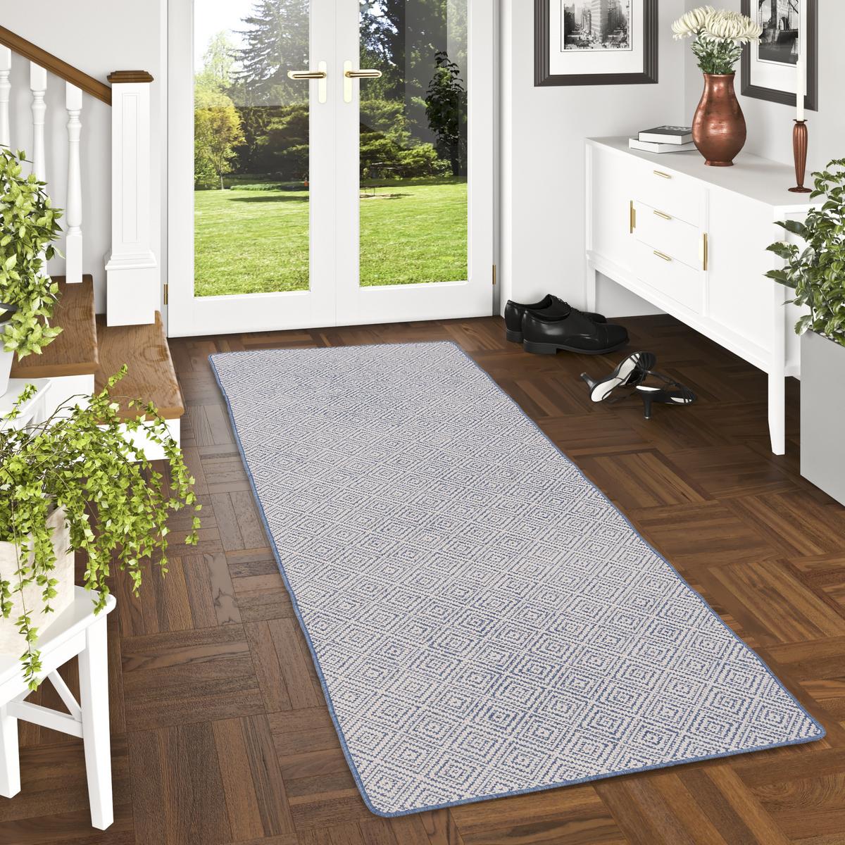 IN- UND OUTDOOR TEPPICH LÄUFER BEIDSEITIG NEWPORT - Blau, Textil (100/400cm) - Snapstyle