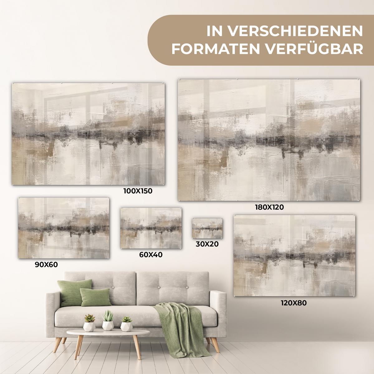 ACRYLGLASBILD Moderne Kunst - Abstrakt - Beige Wanddeko 60x40 cm - Beige, Glas (60/40cm) - MuchoWow