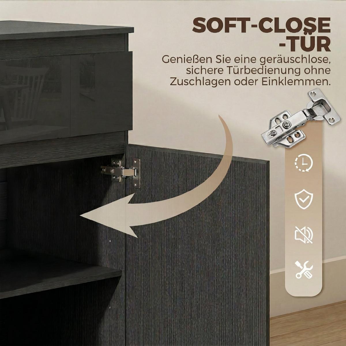 SIDEBOARD Schwarz 100/40/80 cm - Schwarz Hochglanz/Weiß Hochglanz, Holzwerkstoff (40/80/100cm) - HOMCOM