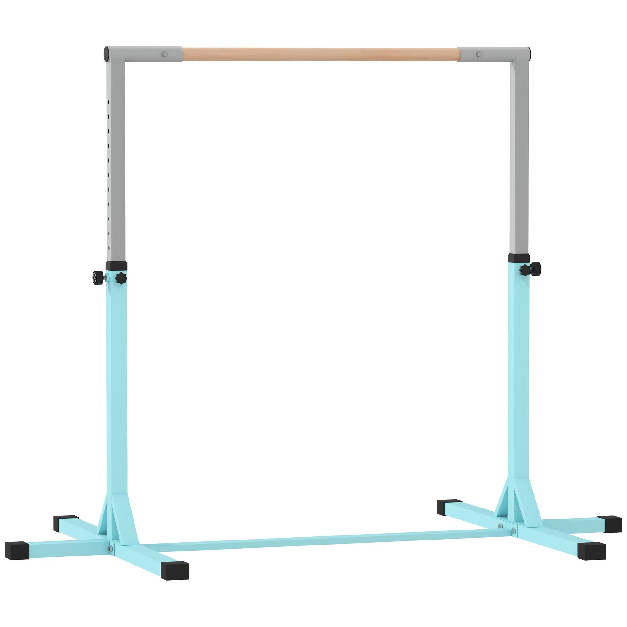 GYMNASTIK-TURNRECK Stahl Buchenholz Hellblau - Hellblau, Metall (121/194cm) - HOMCOM