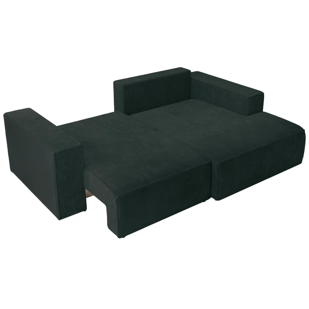 ECKSOFA Farese Mini mit Cordbezug Dunkelgrün, rechts - Dunkelgrün/Schwarz, Textil (167/240cm) - Selsey