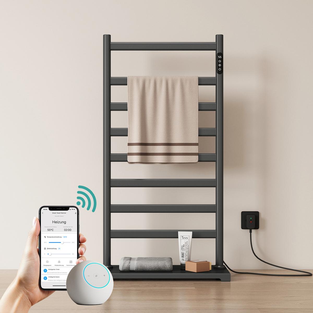 HANDTUCHHEIZKÖRPER elektrischer Tragbare Anthrazit 285 W 53/100/26 cm - Anthrazit, Metall (53/100/26cm) - EMKE