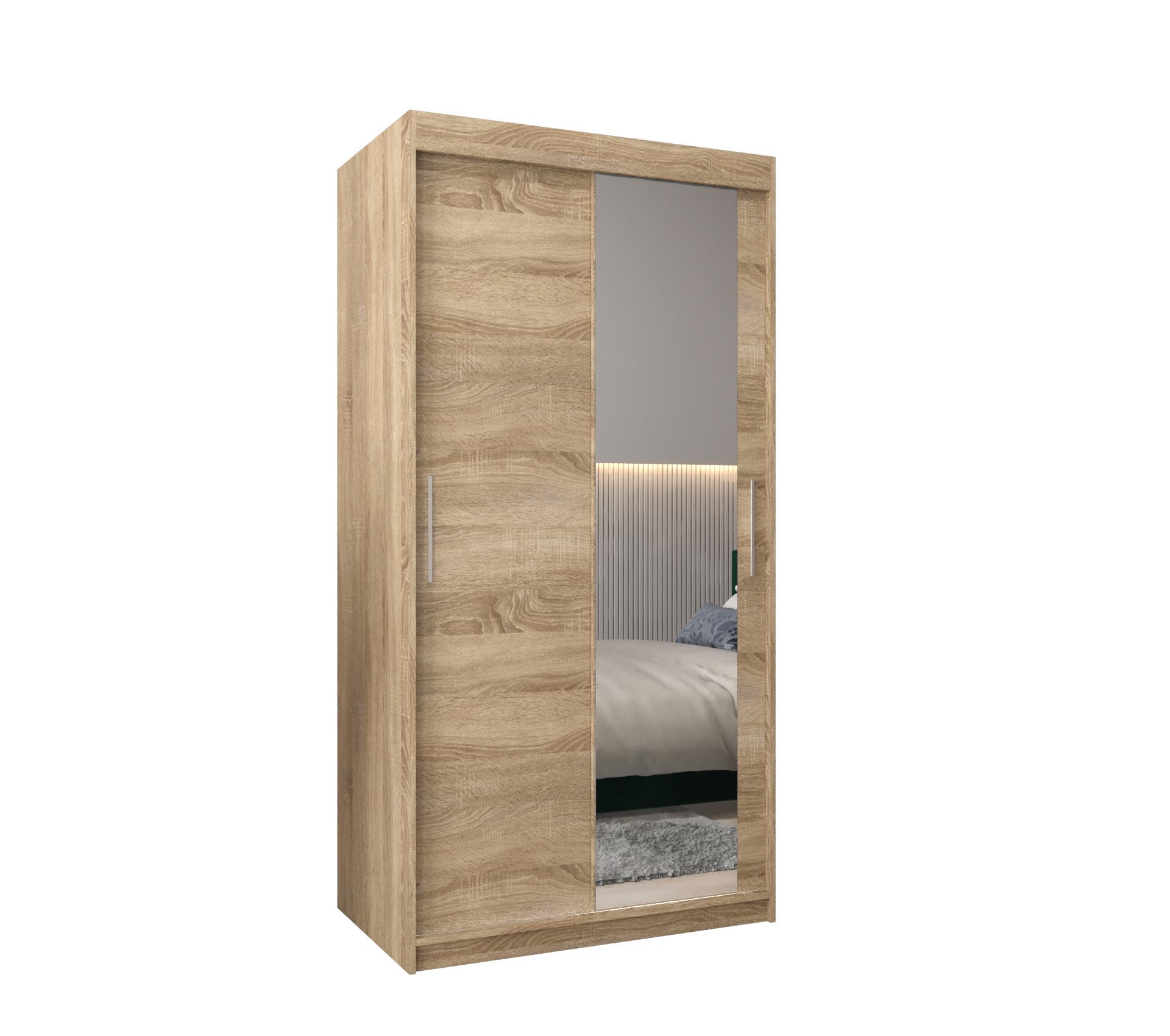 SCHWEBETÜRENSCHRANK 200/100/62 2-türig - Silberfarben/Sonoma Eiche, Holz/Kunststoff (100/200/62cm) - MÖBEL KRYSPOL