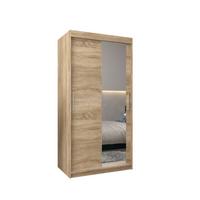 SCHWEBETÜRENSCHRANK 200/100/62 2-türig - Silberfarben/Sonoma Eiche, Holz/Kunststoff (100/200/62cm) - MÖBEL KRYSPOL
