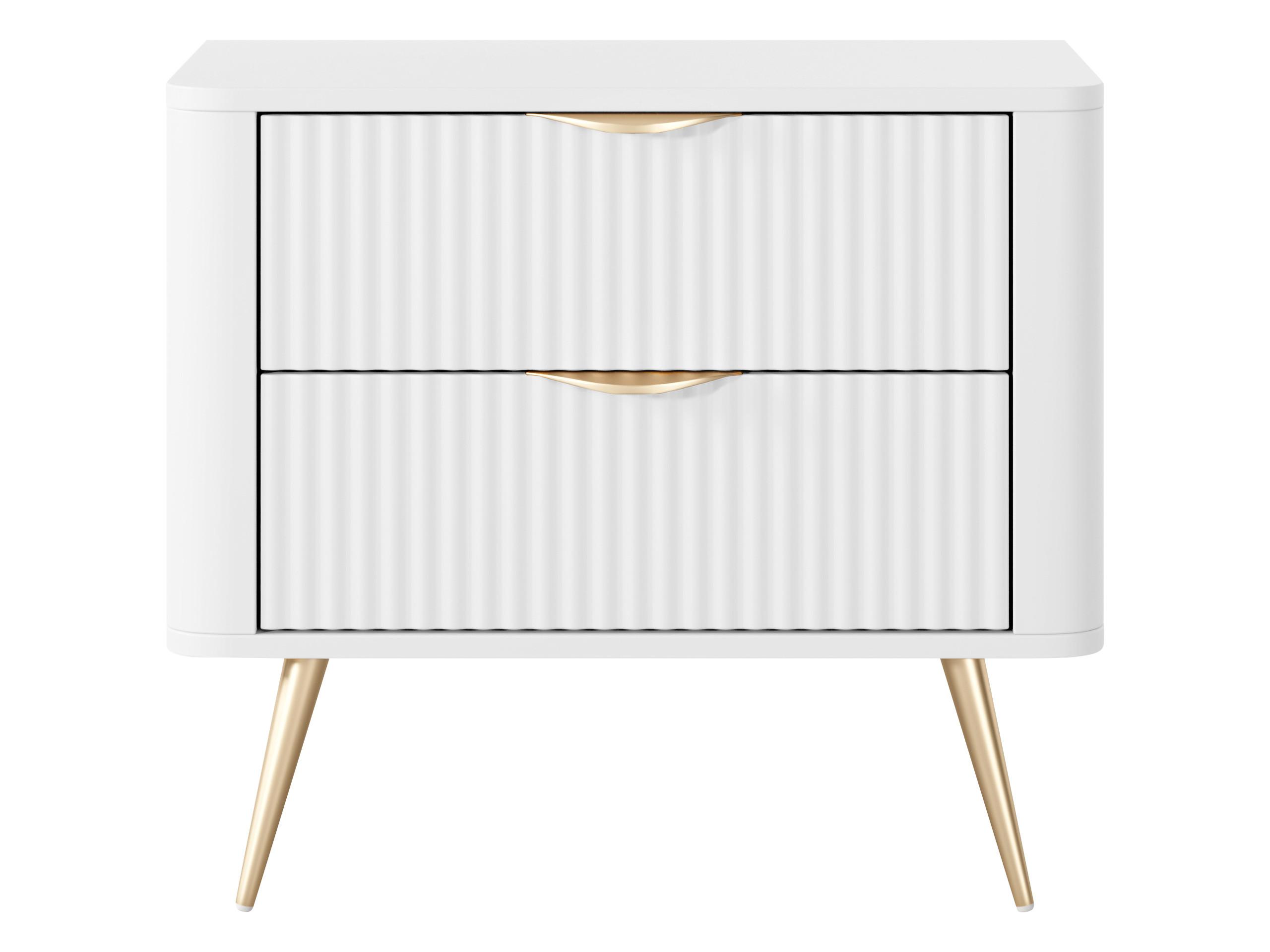 NACHTTISCH Lante - Goldfarben/Weiß, Holzwerkstoff/Metall (64/56/38cm) - MIRJAN24