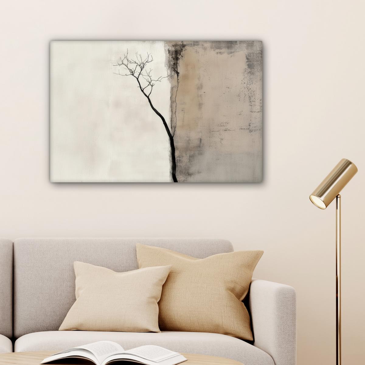 LEINWANDBILD Wabi sabi - Pflanze - Beige Wanddeko 90x60 cm - Taupe, Textil (90/60cm) - MuchoWow