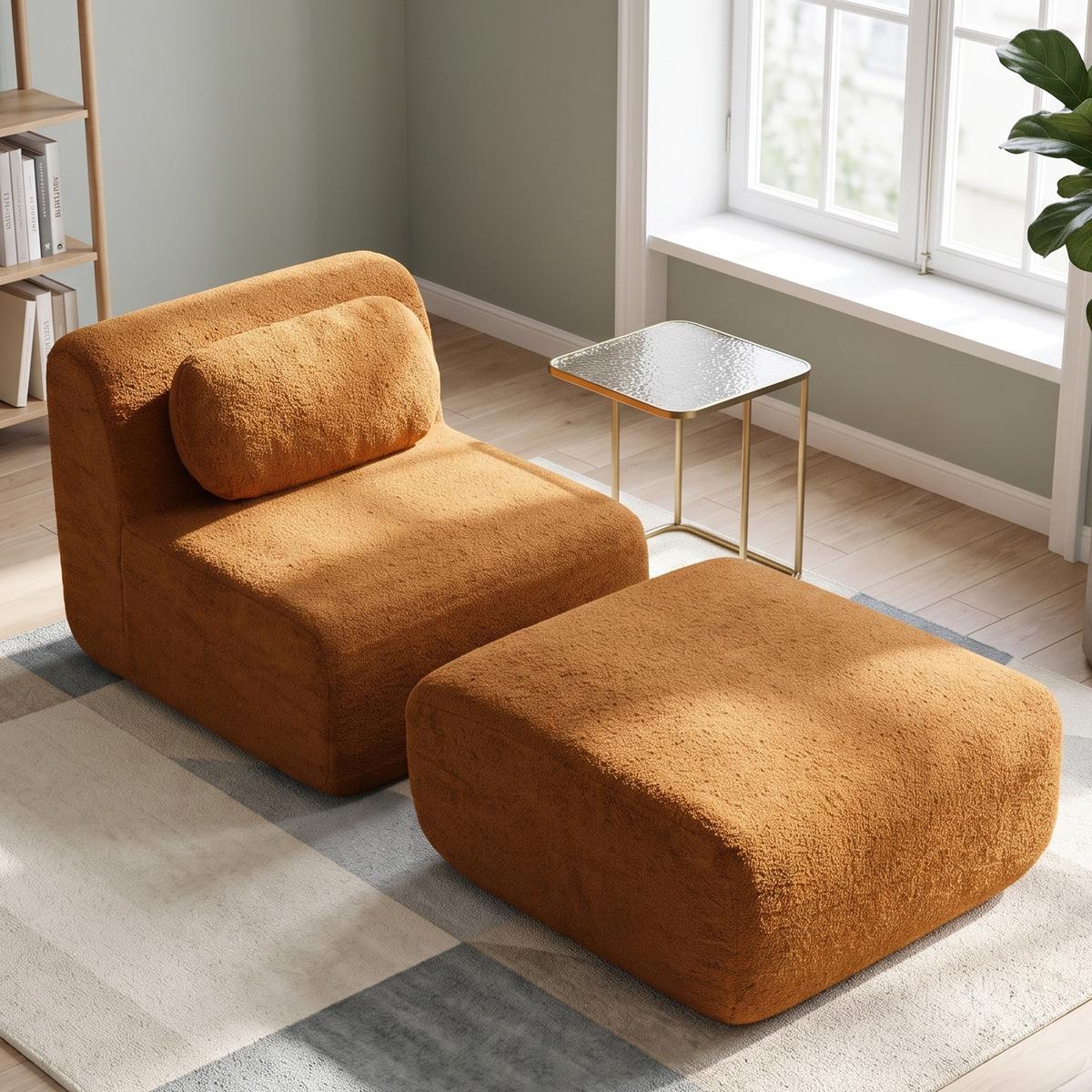 MODULARES SOFA Chenille Caramel 30D Schaumstoff Haustierfreundlich - Cognac, Textil (79/71/177cm) - Urban Meuble