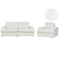 4-SITZER-SOFA SET Bouclé cremeweiß Alla - Weiß, Textil (112/112/208cm) - Beliani