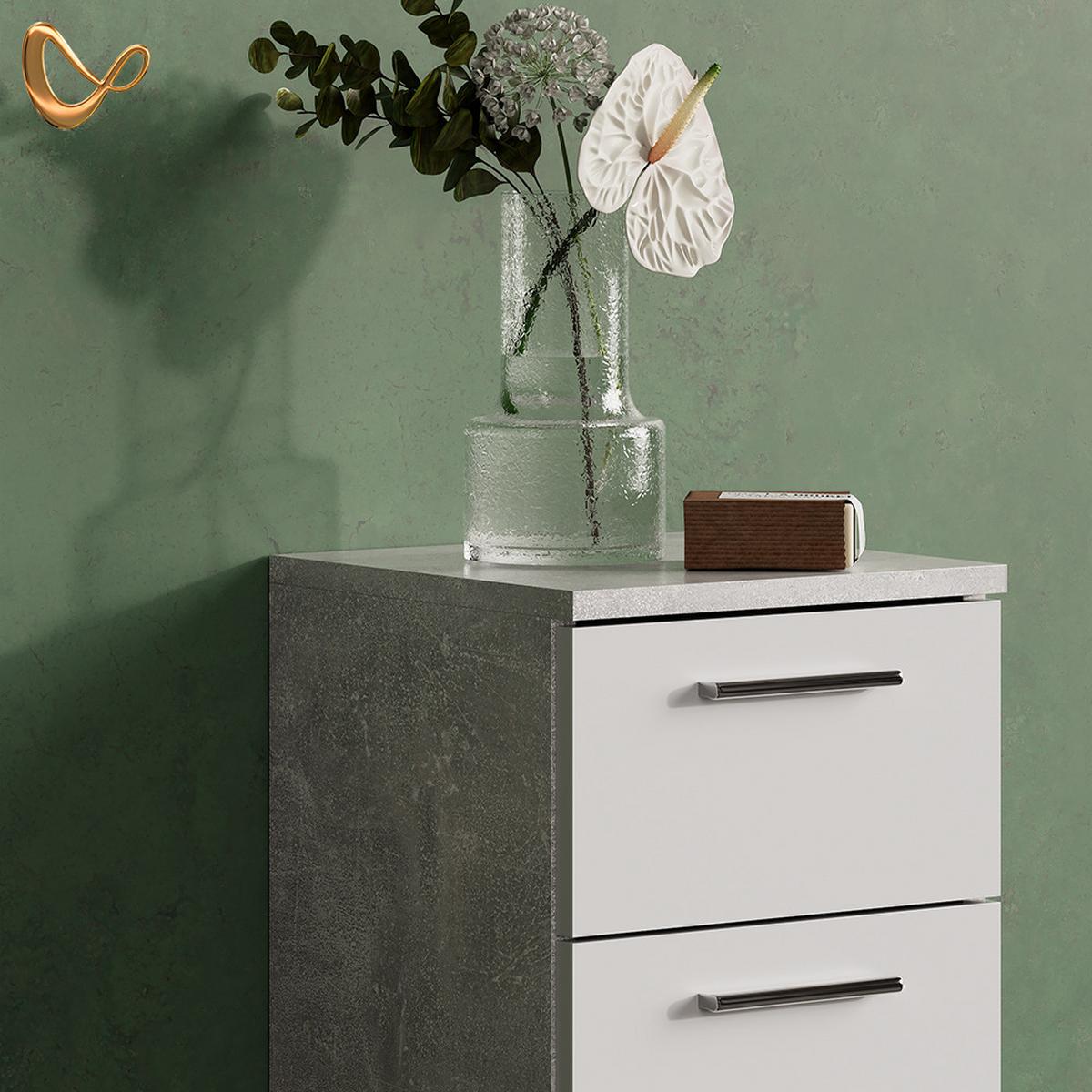 BADSCHRANK Eisak Beton 30 x 95 cm - Grau, Holzwerkstoff (30/95/30cm) - Livinity®