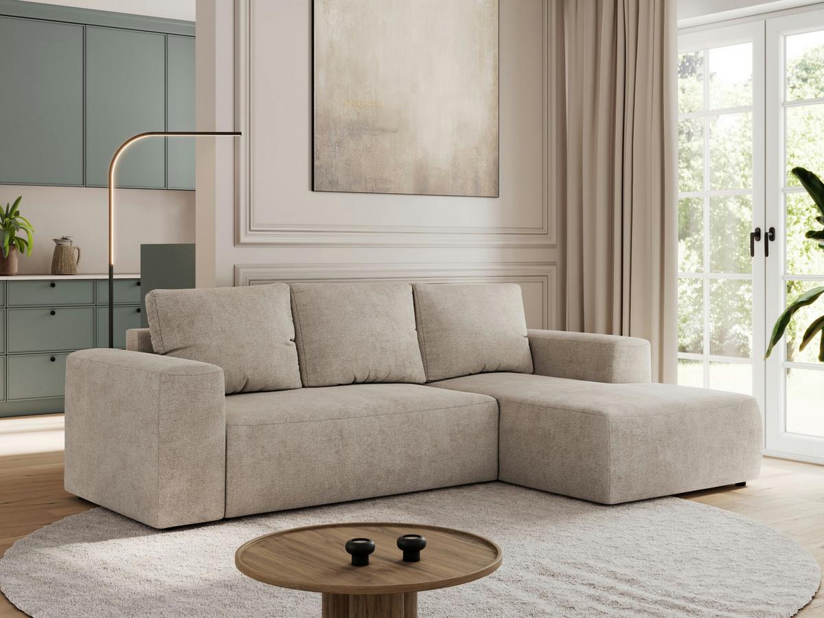 ECKSOFA TRENTINO L Beige Stukture - Rechts - Beige/Schwarz, Kunststoff/Textil (164/266cm) - MKS