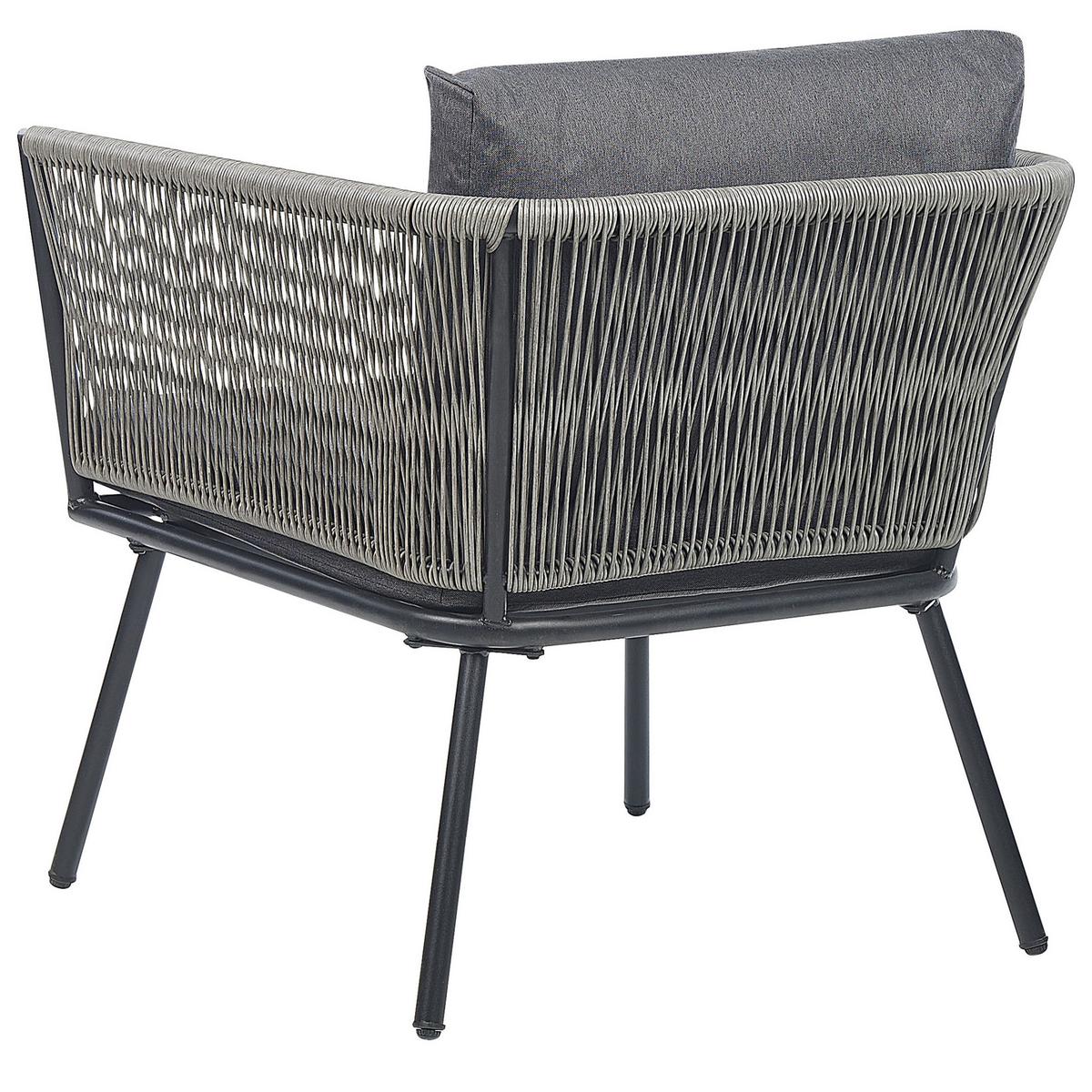 BALKONSET 2-Sitzer Rattan hellgrau Auflagen grau Gargano - Schwarz/Grau, Kunststoff/Textil - Beliani