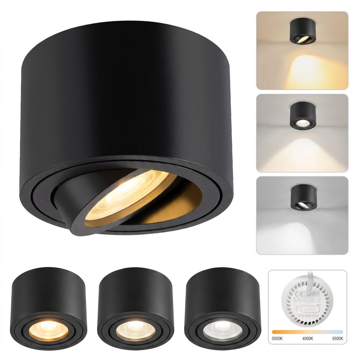LED DECKENLEUCHTE Rrelis 8.2/8.2/5.7 cm - Schwarz, Metall (8.2/8.2/5.7cm) - ZMH