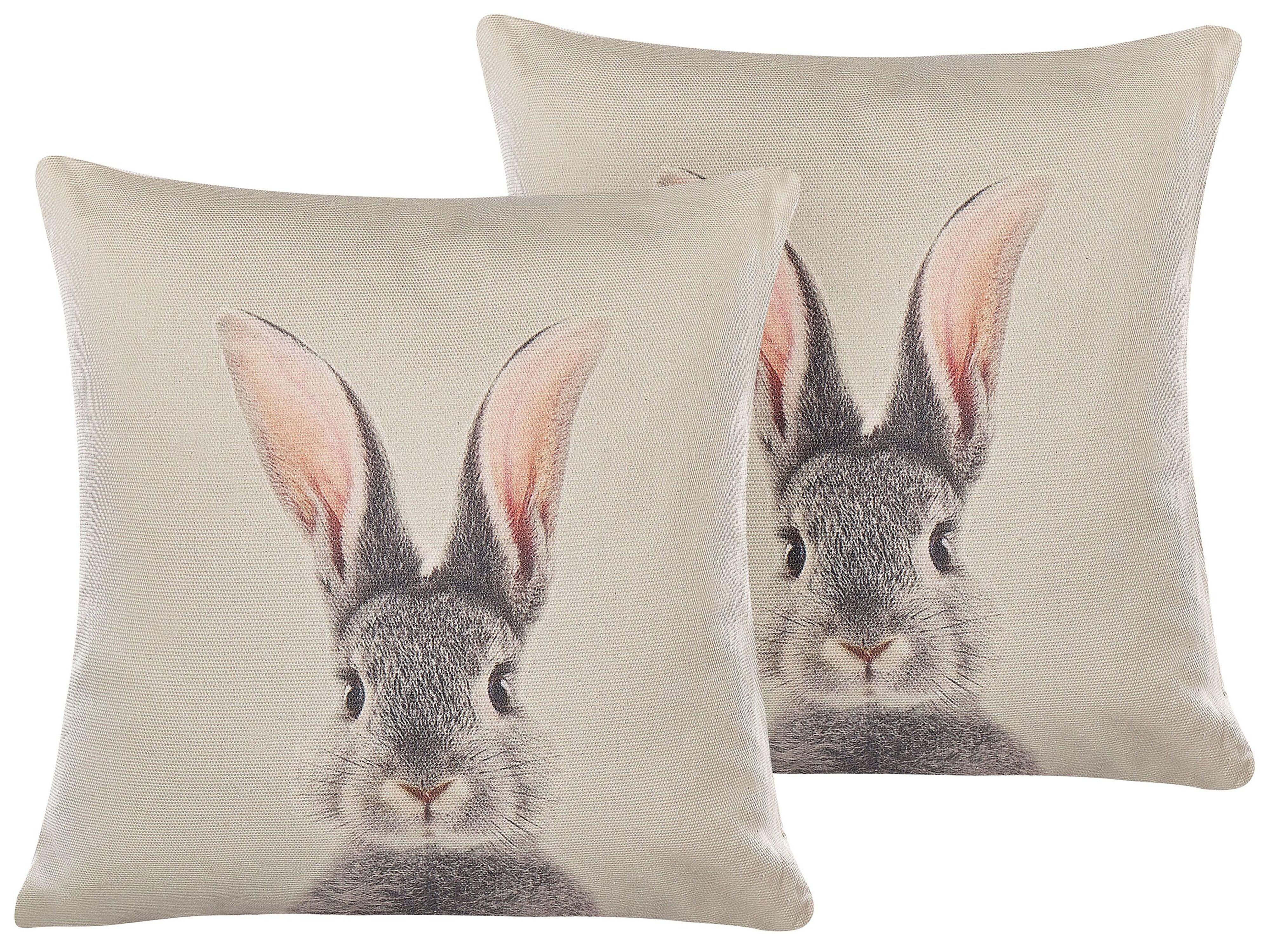 DEKOKISSEN 2er-Set Taupe 45/45 cm Quercus - Graubraun, Textil (45/45cm) - Beliani