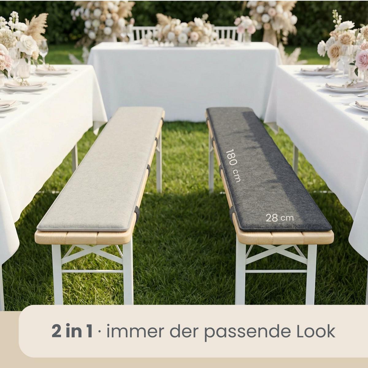 BIERBANKAUFLAGE Filz, 2er Set, Grau 180/28/1 cm - Grau, Kunststoff (28/1/180cm) - Dunedesign