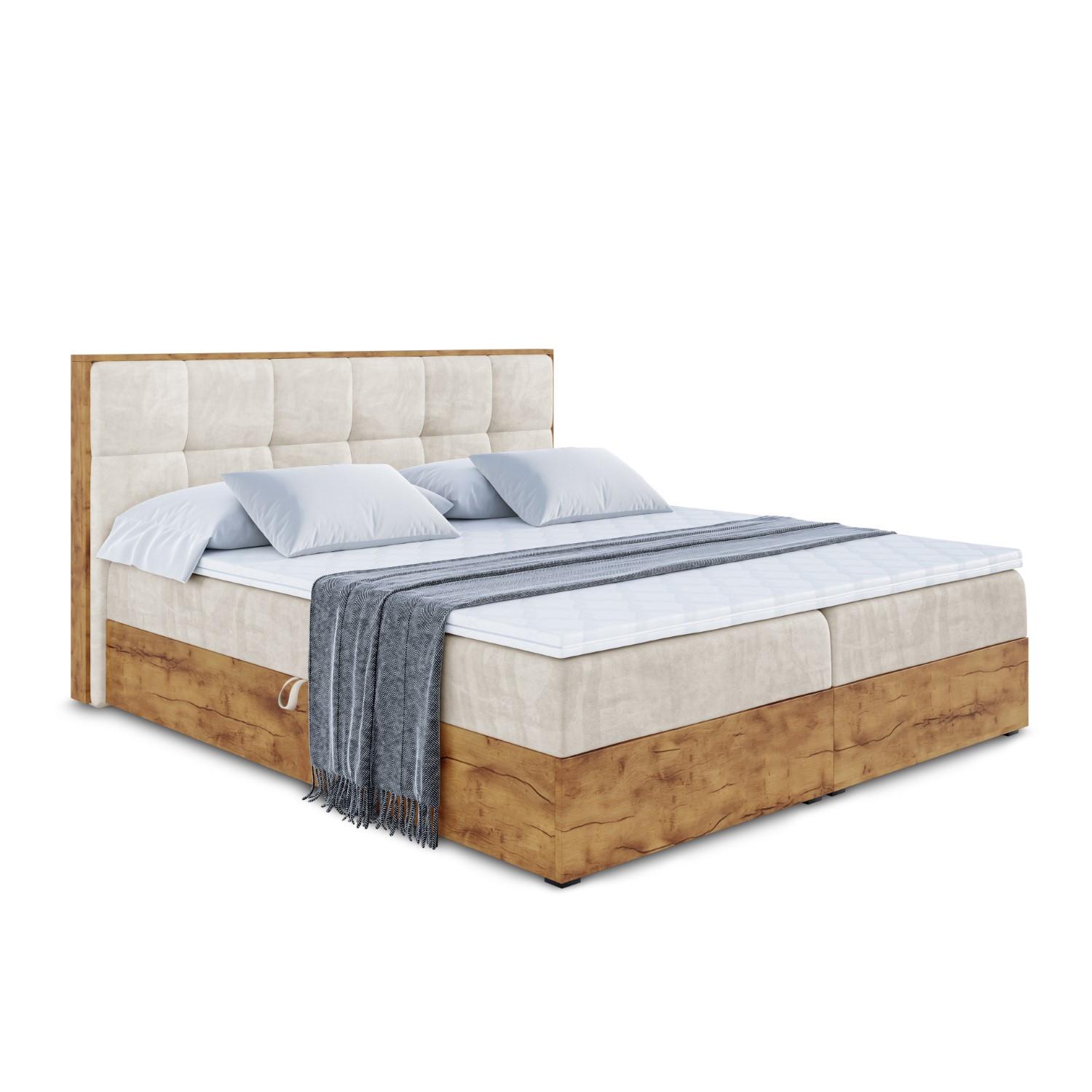 BOXBETT mit Matratze H4 und Lattenrost - LOLLI7 - 180x200 - Beige - Braun, Holzwerkstoff/Kunststoff (180/200cm) - ALTDECOR