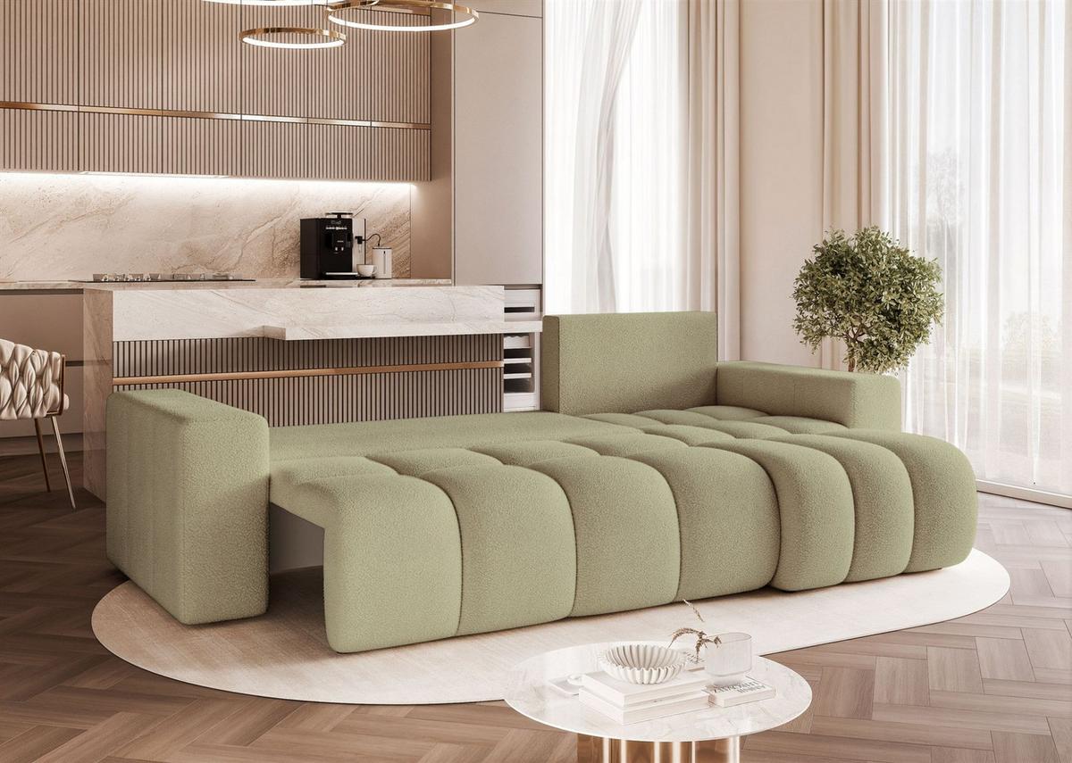 ECKSOFA Anabel Mit Schlaffunktion - Grün, Holzwerkstoff/Textil (145/248cm) - Fun Möbel