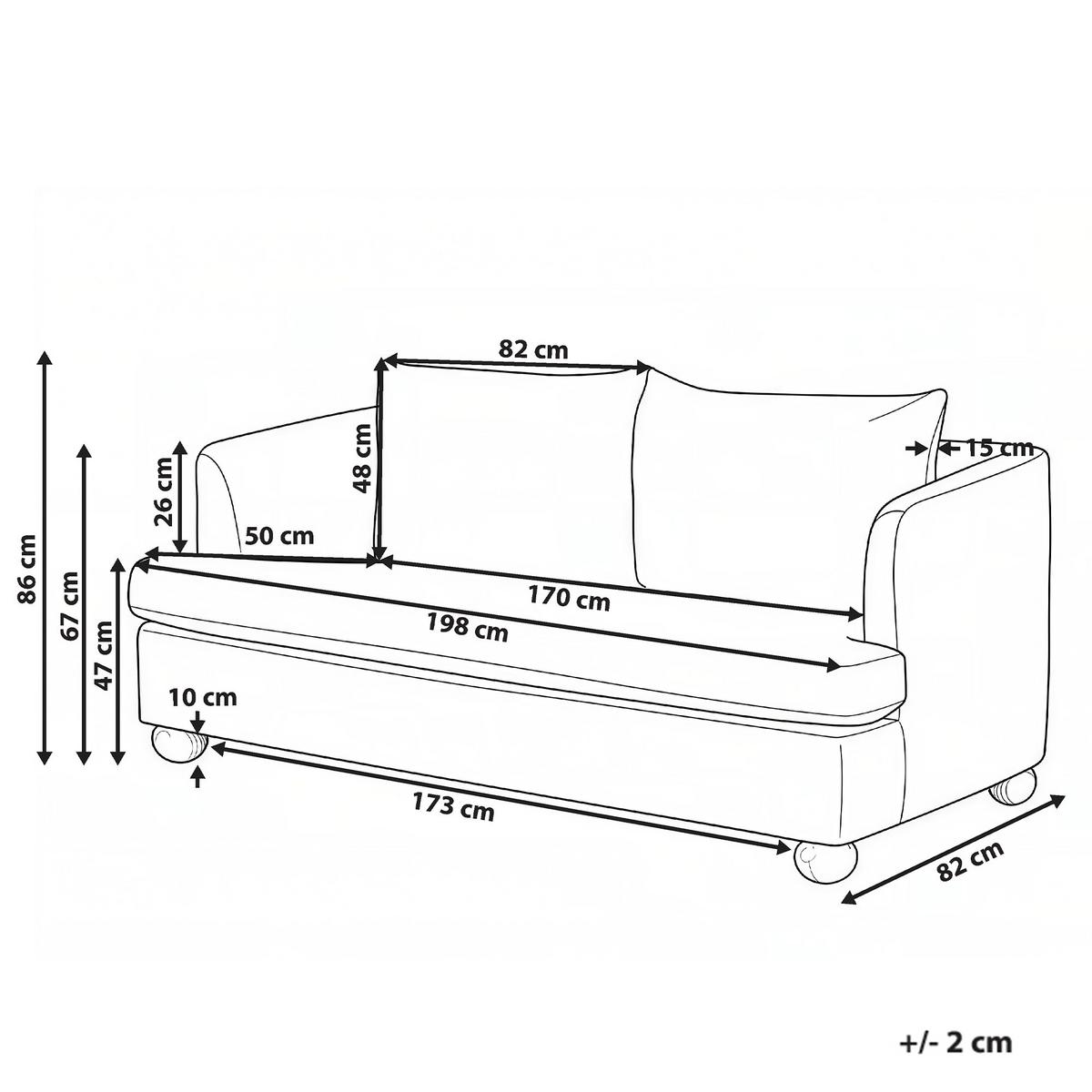3-SITZER-SOFA Bouclé Cremeweiß Rattvik - Hellbraun, Textil (198/86/82cm) - Beliani