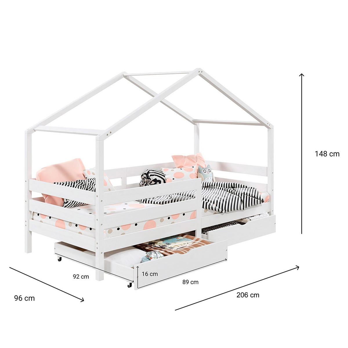 HAUSBETT ENA 90X200 CM - Weiß, Holz (96/148/206cm) - IDIMEX