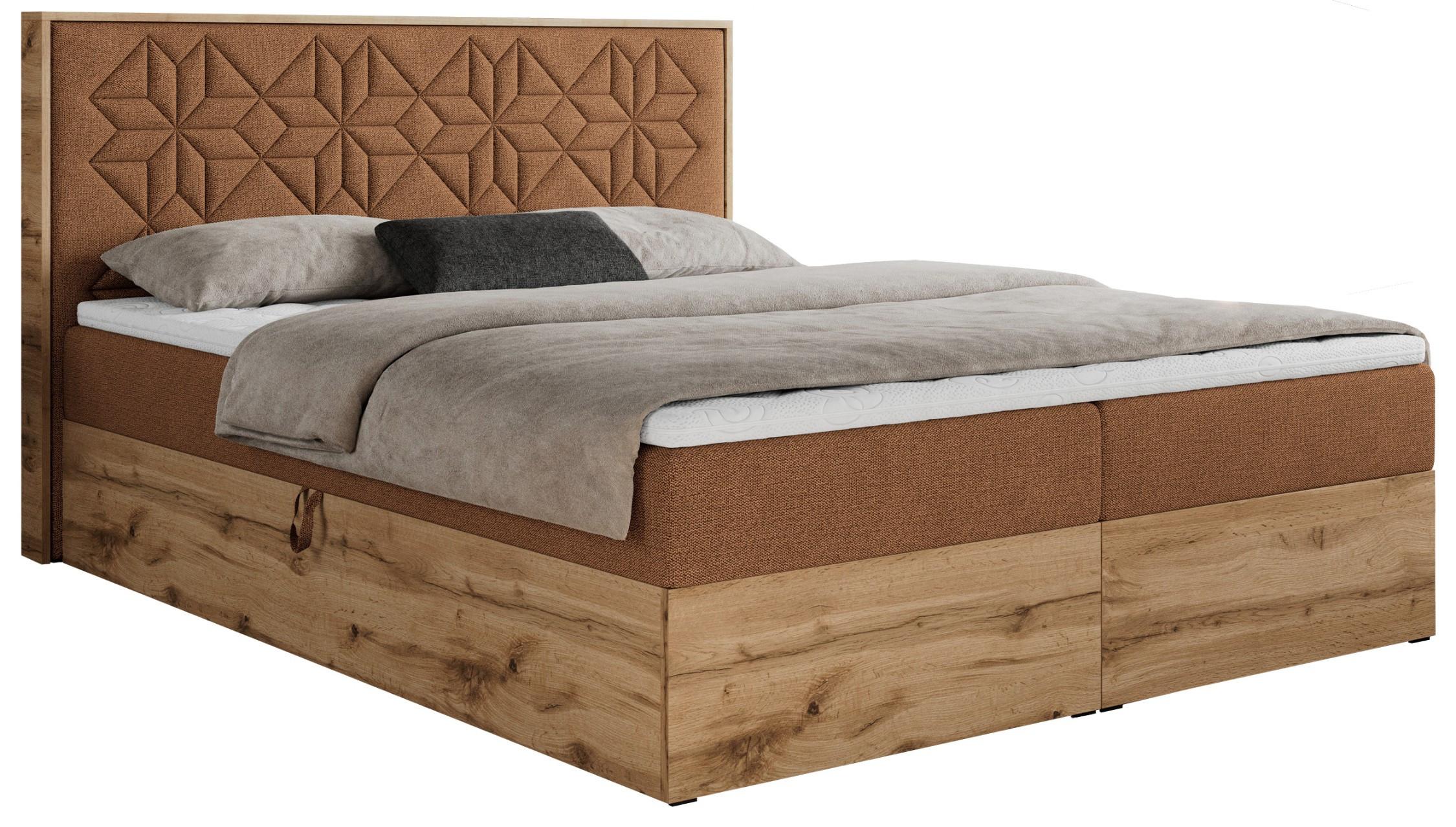 BOXBETT NESSI - 140/200 Orange Struktur - H4 - Orange, Holz/Textil (140/200cm) - MKS