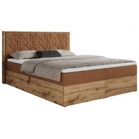 BOXBETT NESSI - 200/200 Orange Struktur - H4 - Orange, Holz/Textil (200/200cm) - MKS