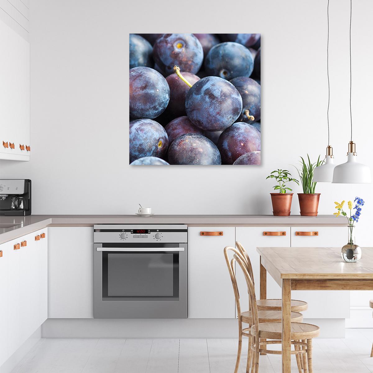 WANDBILD pflaumen obst - Lila, Textil (50/50cm) - Feeby