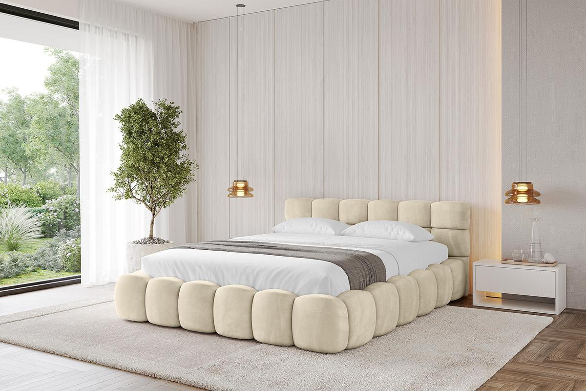 POLSTERBETT mit Bettkasten und Lattenrost, Bett mit Matratze H3/H4 - LEYA-v1 140x200 Beige - Beige, Holzwerkstoff/Textil (140/200cm) - ALTDECOR