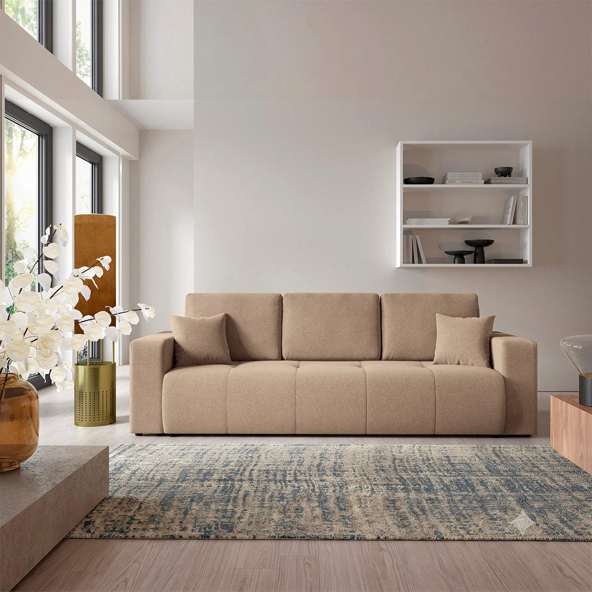 SOFA Giulia 3 Sitzplätze Beige - Beige, Holz (244/82/102cm) - Petits-meubles