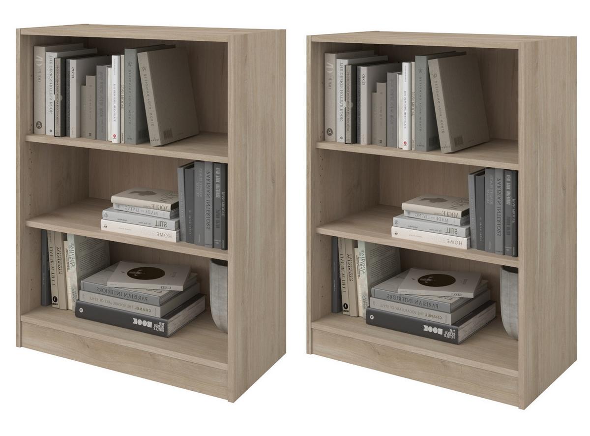 BÜROMÖBEL-SET Eiche, weiß, Kombination mit Schreibtisch, Container und Stauraumregal - Eichefarben/Schwarz, Holzwerkstoff/Kunststoff (80/150/104cm) - Parisot Meuble
